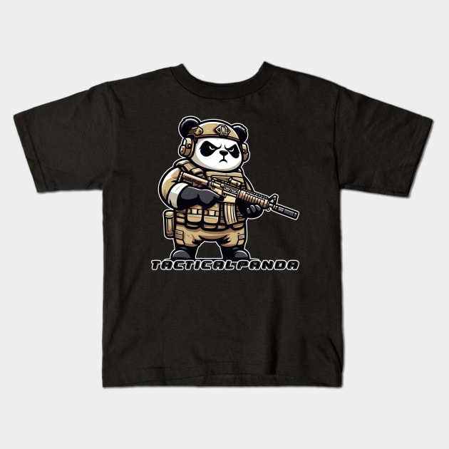 Tactical Panda Kids T-Shirt by Rawlifegraphic